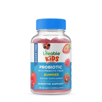 Lifeable Kids Sugar Free Probiotic and Fiber Vegan - 60 Gummies (60 Servings)