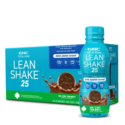 GNC Total Lean Lean Shake 25 Healthy - Girl Scout Thin Mints Healthy - 14Oz. (12 Bottles)