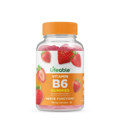 Lifeable Vitamin B6 Gummies Vitamin B - Strawberry Vitamin B - 60 Gummies (30 Servings)