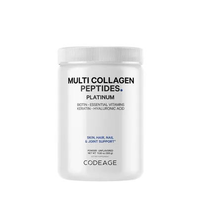 Codeage Multi Collagen Peptides Powder - Hydrolyzed Collagen + Biotin & Keratin - 11.42 Oz