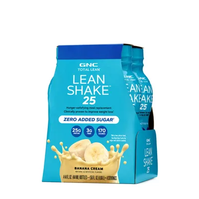 GNC Total Lean Lean Shake 25 Healthy - Banana Cream Healthy - 14Oz. (4 Bottles)