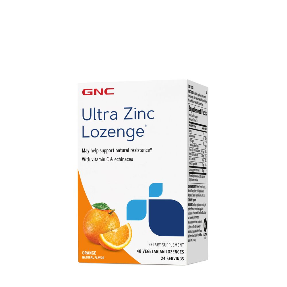 GNC Ultra Zinc Lozenge Healthy - Orange Healthy - 48 Vegetarian Lozenges (24 Servings)