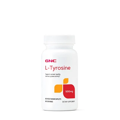 GNC L-Tyrosine 500Mg Healthy - 60 Vegetarian Caplets (60 Servings)