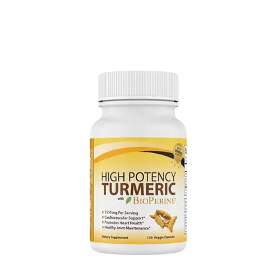 Divine Health High Potency Turmeric with Bioperine Healthy - 120 Veggie Capsules (60 Servings)