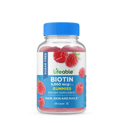 Lifeable Sugar Free Biotin 5000 Mcg Vitamin B - 60 Gummies (30 Servings)