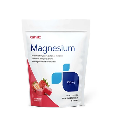 GNC Magnesium 250Mg - Strawberry 60 Soft Chews (30 Servings)