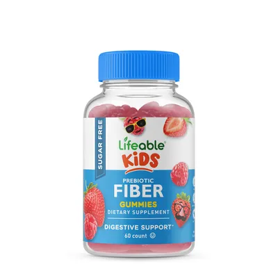 Lifeable Kids Sugar Free Prebiotic Fiber Vegan - 60 Gummies (60 Servings)