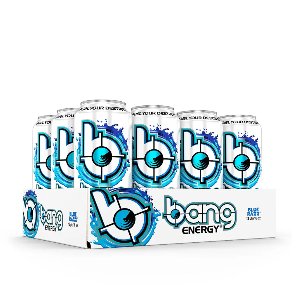 Bang Energy Drink Vegan - Blue Razz Vegan - 16Oz. (12 Cans) Vegan - Zero Sugar