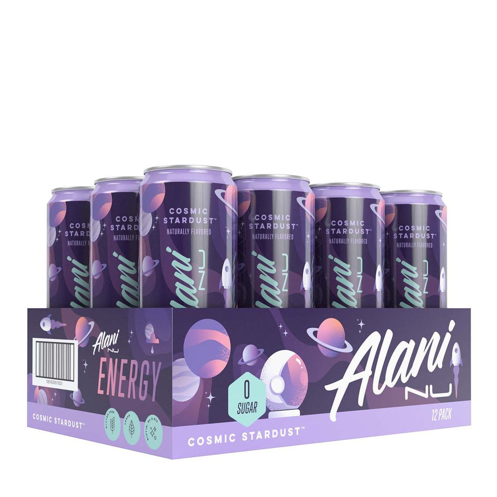 Alani Nu Energy Drink Vegan - Cosmic Stardust Vegan - 12Oz. (12 Cans) Vegan - Zero Sugar