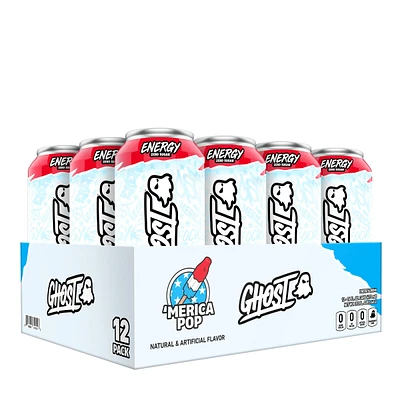 GHOST Energy Drink - 'merica Pop 16Oz. (12 Cans) Zero Sugar