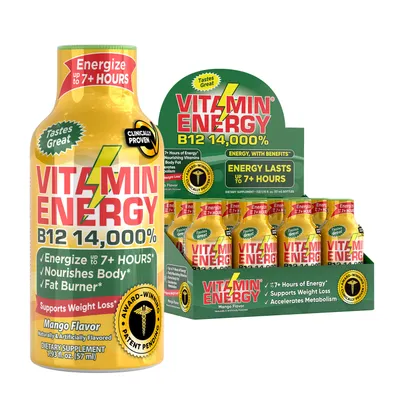 Vitamin Energy B12 14,000% - Mango - 12 Bottles