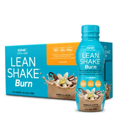 GNC Total Lean Lean Shake Burn Healthy - Vanilla Latte Healthy - 14Oz. (12 Bottles)