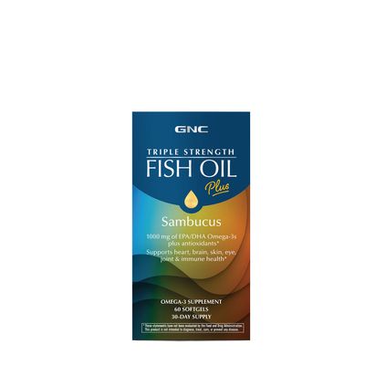 GNC Triple Strength Fish Oil Plus Sambucus - 60 Softgels