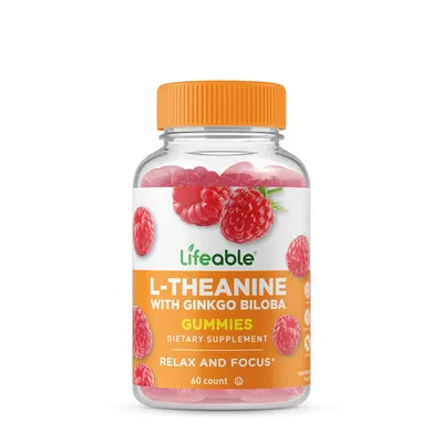 Lifeable LVegan -Theanine with Ginkgo Biloba Vegan - 60 Gummies (30 Servings)