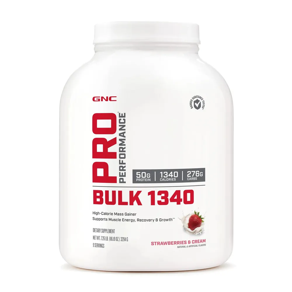 GNC Pro Performance Bulk 1340 - Strawberries and Cream (9 Servings) - 7 lbs.