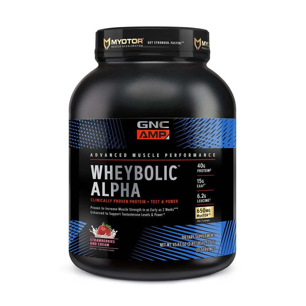 GNC AMP Wheybolic Alpha with Myotor - Strawberries and Cream - 2.85Lb - 22 Servings