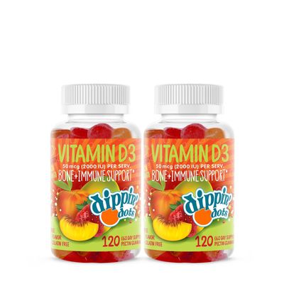Dippin' Dots Vitamin D3 50Mcg Gummies - Dippin' Dots Strawberry Peach Mango - Twin Pack (60 Servings Each)