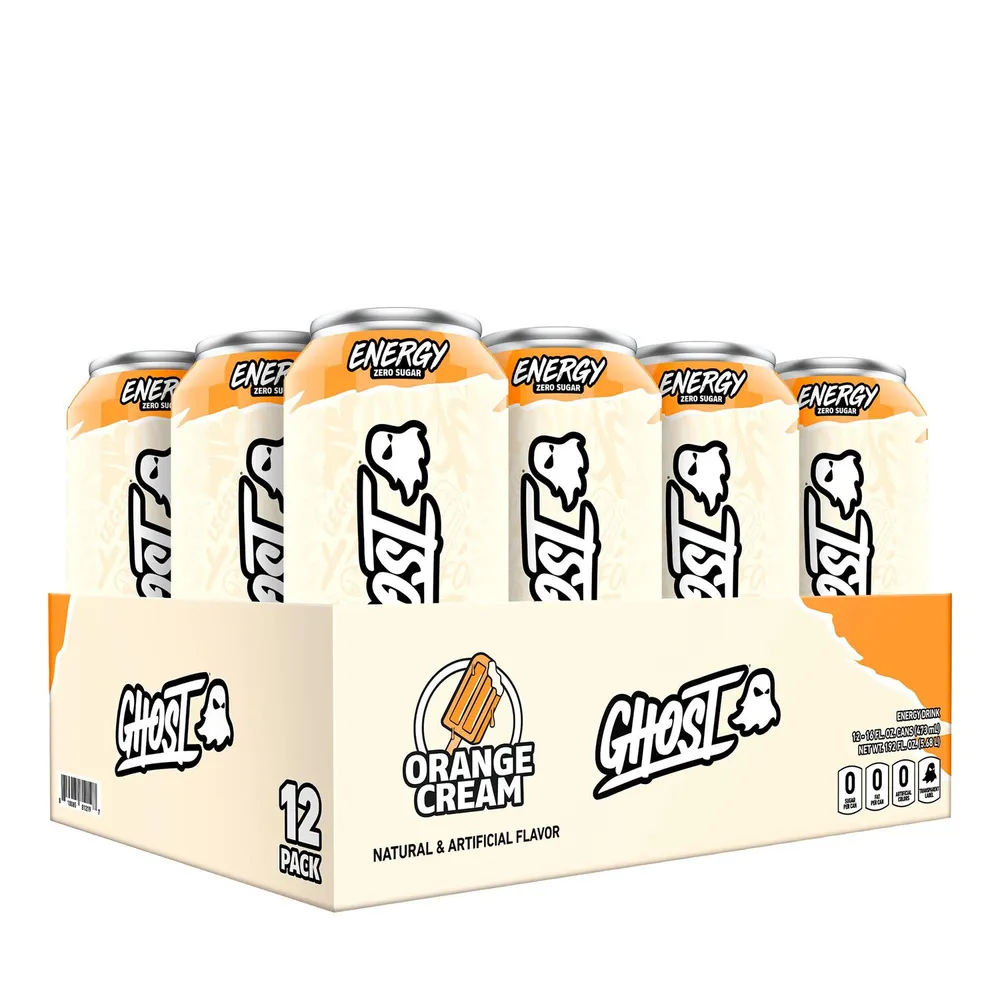GHOST Energy Drink - Orange Cream - 16Oz. (12 Cans) - Zero Sugar