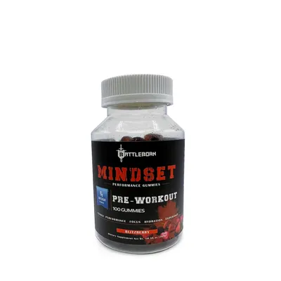 BattleBorn Mindset Pre-Workout Gummies - Blitzberry - 100 Gummies (10 Servings)