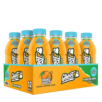 GHOST Hydration Drink Vitamin C - Orange Squeeze Vitamin C - 16.9Oz. (12 Bottles) Vitamin C - Zero Sugar