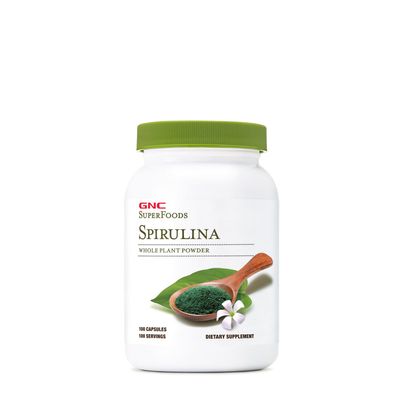 GNC SuperFoods Spirulina Whole Plant Powder Capsules - 100 Capsules (100 Servings)