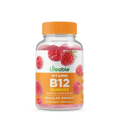 Lifeable Vitamin B12 1000Mcg Vitamin B - Raspberry Vitamin B - 60 Gummies (30 Servings)