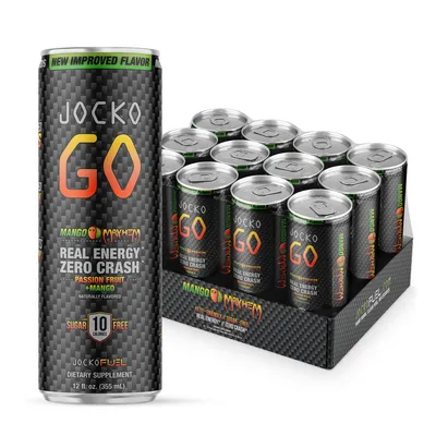 Jocko Fuel Go Energy Drink - Mango Mayhem - 12Oz. (12 Cans)