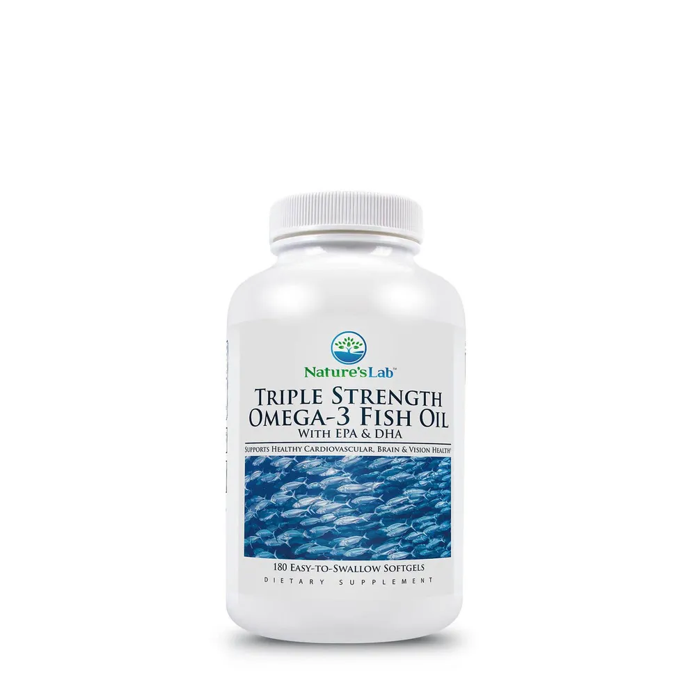 GNC Nature's Lab Triple Strength OmegaHealthy -3 Fish Oil with Epa & Dha  Healthy - 180 Softgels (90 Servings)