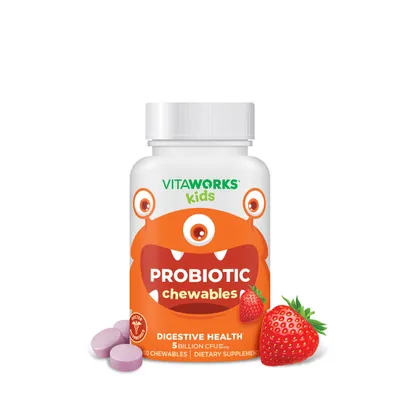 VitaWorks Kids Probiotic 5 Billion Cfu Vegan - 120 Chewables (60 Servings)