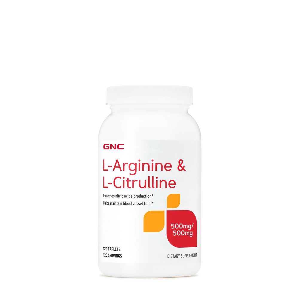GNC L-Arginine & L-Citrulline 500 Mg / 500 Mg - 120 Caplets (120 Servings)