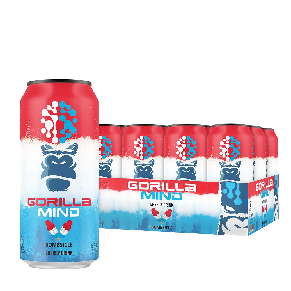 Gorilla Mind Energy Drink - Bombsicle - 16Oz. (12 Cans)