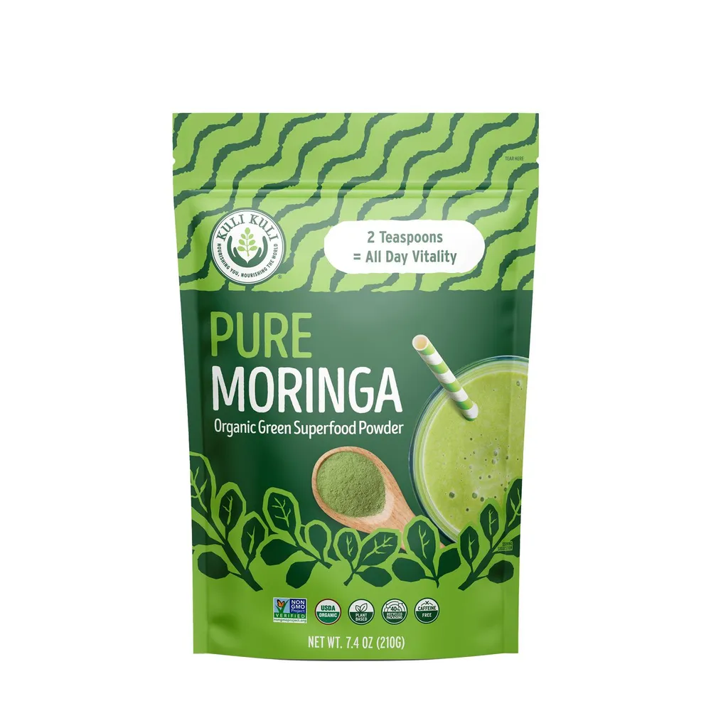 Kuli Kuli Pure Moringa Organic Green Superfood Powder Healthy - 7.4 Oz. (35 Servings)