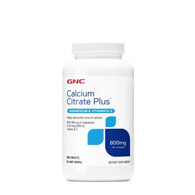 GNC Calcium Citrate Plus 800 Mg Healthy - 180 Caplets (45 Servings)