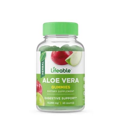 Lifeable Aloe Vera Gummies Vegan - Apple Vegan - 60 Gummies (30 Servings)