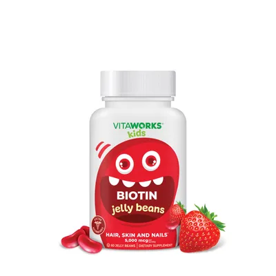 VitaWorks Kids Biotin 5000Mcg Vegan - 60 Jelly Beans (30 Servings)