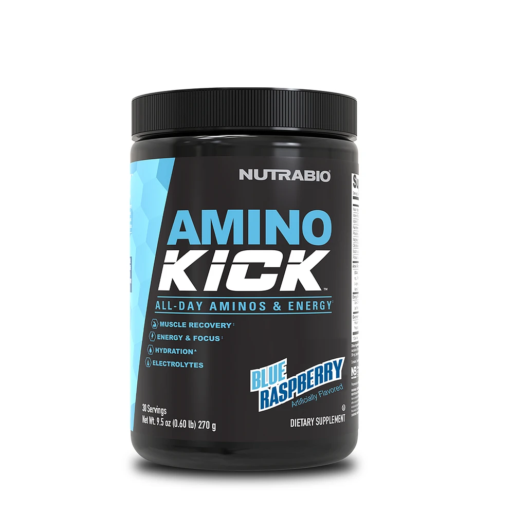 NutraBio Amino Kick - Blue Raspberry (30 Servings)