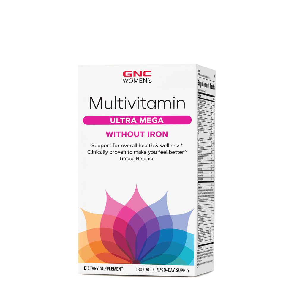 GNC Women's Multivitamin Ultra Mega Without Iron Healthy - 180 Caplets (90 Servings)