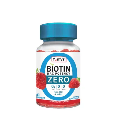 YumVs High Potency Biotin 10,000 Mcg - Raspberry Flavor - 60 Gummies (30 Servings)