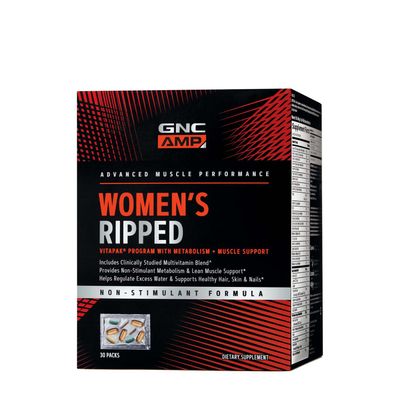 GNC AMP Women's Ripped Vitapak Program with Metabolism + Muscle Support - Non Stim Formula - 30 Vitapaks - 30 Packs