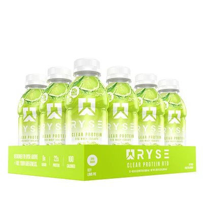 RYSE Clear Protein Rtd - Key Lime Pie - 16.9 Fl Oz (12 Bottles)