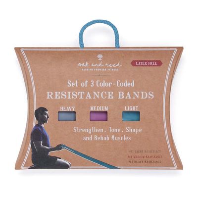 Oak and Reed Resistance Bands Set Of 3 - Turquoise/mauve/grey - Set Of 3 Bands - Set of 3 Bands