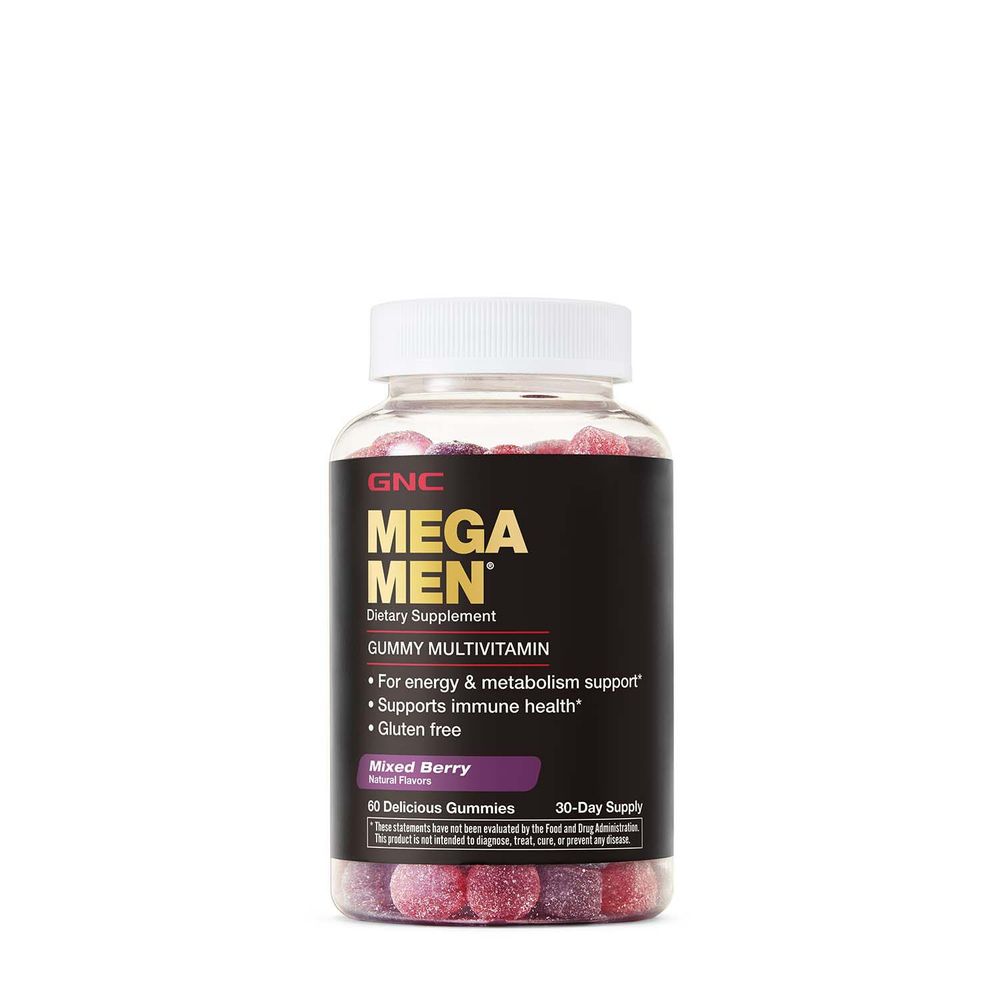 GNC Mega Men Gummy Multivitamin - Mixed Berry - 60 Gummies (30 Servings)