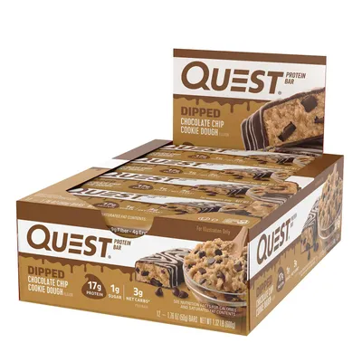 Quest Dipped Protein Bar - Chocolate Chip Cookie Dough - 12 Bars