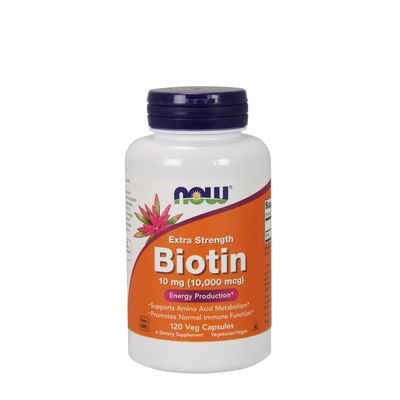 NOW Biotin 10,000Mcg Extra Strength Healthy - 120 Capsules (120 Servings)
