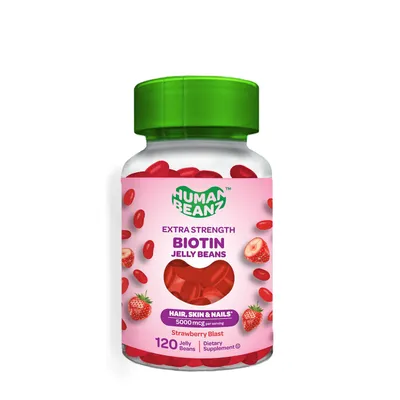 Human Beanz Extra Strength Biotin Jelly Beans - Strawberry Blast - 120 Count (60 Servings) - 120 Jelly Beans