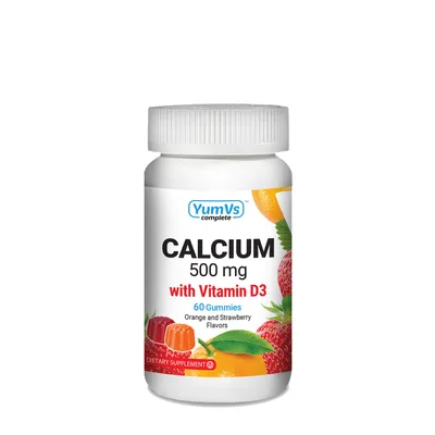 YumVs Calcium 500 Mg Gummies - Orange and Berry - 60 Gummies (30 Servings)