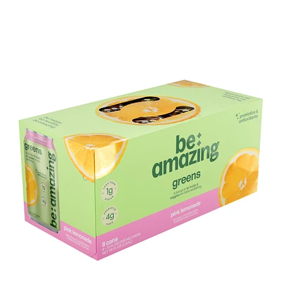 Be Amazing Greens Rtd Vegan - Pink Lemonade 12 Fl Oz (8 Cans)