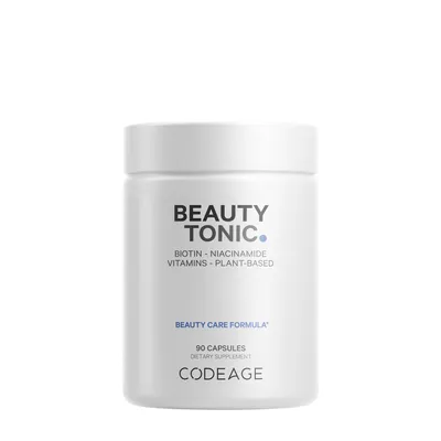 Codeage Beauty Tonic Vitamin C - Vegan Multivitamins Vitamin C - Biotin Vitamin C - Astaxanthin & Organic Blend Vitamin C - 90 Capsules (30 Servings)