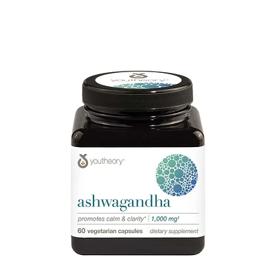 Youtheory Ashwagandha 1000Mg† - 60 Capsules (30 Servings)