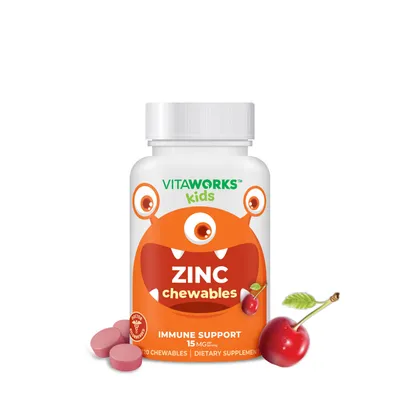VitaWorks Kids Zinc 15Mg Vegan - 120 Chewables (120 Servings)